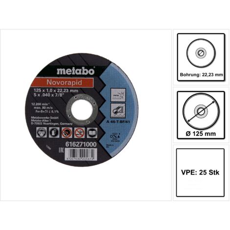 METABO Meules de tronçonnage Novorapid 125x1,0x22,23 Inox (1/5)