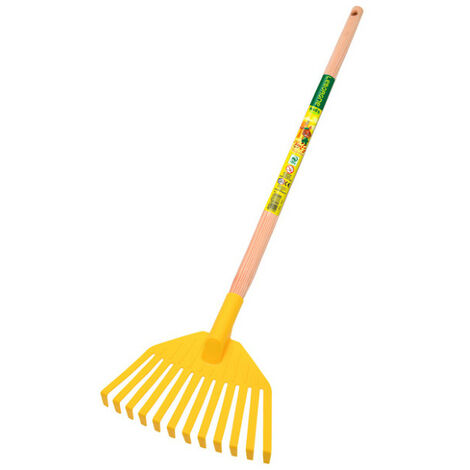 Leborgne – Balai gazon plastique enfant 20cm – Manche bois certifié PEFC 100% – Tête en plastique robuste – Outil ludique multicolore (1/4)