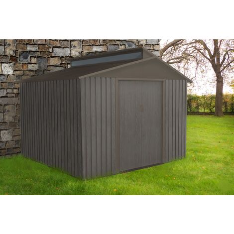 CHALET & JARDIN Abri jardin métal - Aspect BOIS VIEILLI 9384 - 7,25 M²- GRIS
