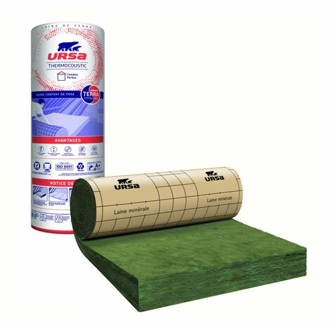 Ursa – Laine de verre Thermo Kraft 3.5 x 1.2 m – Épaisseur 260 mm – Résistance thermique R6.5 – Isolation thermique et acoustique