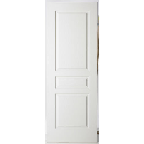 Centrale Brico – Porte coulissante en bois H.204 x l.73 cm – Âme alvéolaire – Finition prépeinte – Certification PEFC – Non recoupable (1/3)