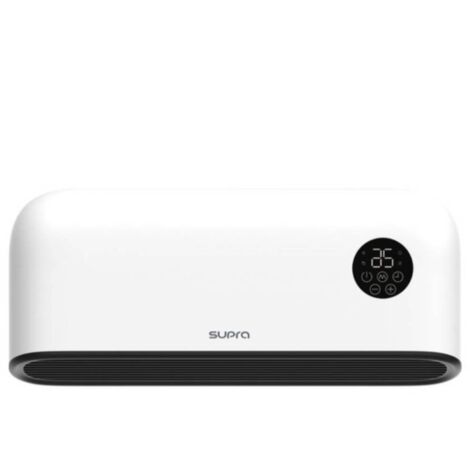 Supra – Chauffage soufflant céramique 2000W – Installation murale ou mobile – Surface jusqu'à 20 m² – Programmation hebdomadaire – Sécurité anti-surchauffe