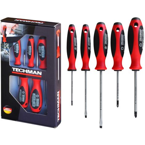 TECHMAN Jeu de 5 Tournevis Plats / Pozidriv (1/2)
