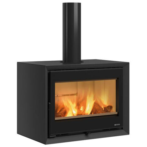 La Nordica Extraflame – Poêle à bois Dante 8,8 kW – Rendement 85,5% – Évacuation des fumées dessus – Acier noir – Flamme verte 7 étoiles