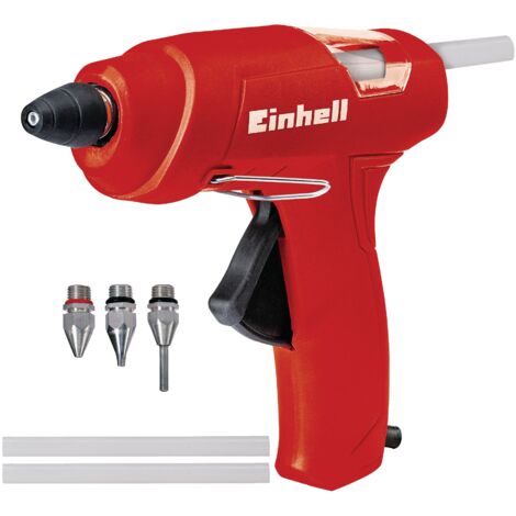Einhell Pistolet à colle TC-GG 30 (30 W, Puissance de chauffe : 200 W) Livré avec buse standard, buse plate, buse d'extension, 3 bâtonnets de colle