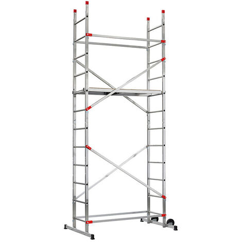 Hailo – Échafaudage roulant pour escalier – Montage rapide 2,4m/4,4m – Aluminium léger – Charge maximale 150 kg – Utilisation intérieure/extérieure (1/6)