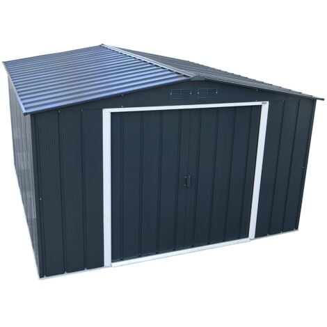 DURAMAX Abri de jardin métal - 9,72m² - kit ancrage - Anthracite
