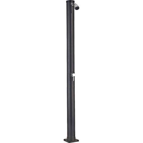GRE – Douche solaire PVC ronde 20 litres – Mitigeur pour eau chaude et froide – Raccordement simple sur tuyau d'arrosage – Fixation au sol (1/5)