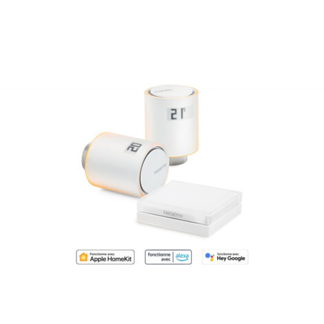 Netatmo – Kit de 2 vannes thermostatiques connectées – Relais Wifi pour chauffage collectif – Contrôle à distance via application – Scénarios domotiques personnalisés (1/10)