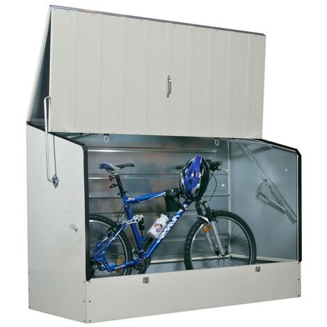 Abri à vélos en métal 1750L crème – Acier galvanisé 0,5 mm – Dimensions 89 x 196 cm – Kit d'ancrage inclus – Trimetals