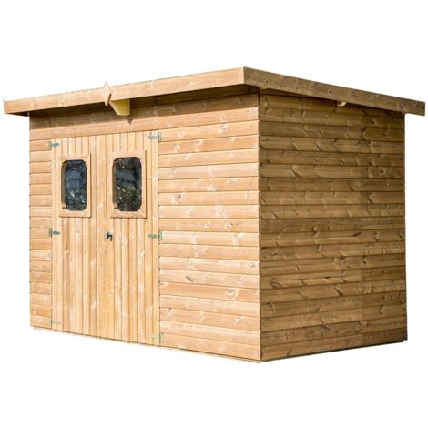 Abri Theora Habrita Foresta THE 3218.02 N bois thermo chauffé 7,33m2 toiture en plaques ondulées mono pente sans plancher (1/6)