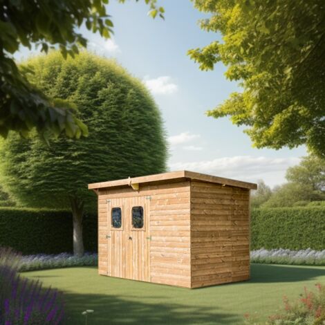 HABRITA Abri de jardin Theora bois thermochauffé 3,30 x 2,20 m - panneaux 19 mm - 7,40 m² (1/6)