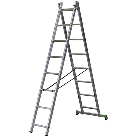 Centaure – Échelle transformable 2 plans 2x8 barreaux – Longueur déployée 3,45 m – Charge maximale 150 kg – Conforme norme EN 131-2