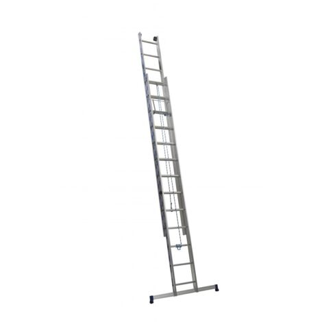 Centaure – Échelle coulissante 2 plans à corde – Longueur déployée 6,50 m – Hauteur d'accès 7,40 m – Charge maximale 150 kg – Stabilisateur en aluminium