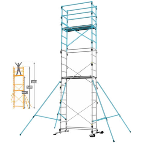 Centaure – Réhausse échafaudage aluminium TEK'UP et QUAD UP EVOLUTION – Hauteur de travail max 6,65m – Norme NF E 85-200 – Montage rapide avec échelles en aluminium