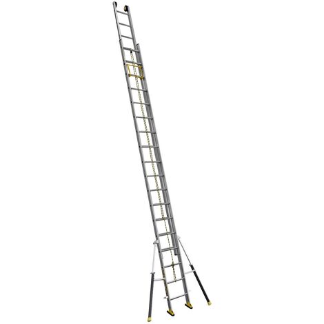 Centaure – Échelle coulissante 2 plans C2 STAB' 5m25/9m15 – 2x18 barreaux – Roulettes murales Ø 125 mm – Résistance 350 kg