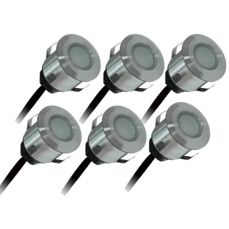 Lot de 6 spots encastrables extérieur 4.5W – Température 3000K – Lumens 6x15lm – Ø35mm – Inox IP67 pour protection contre l'eau – Arev