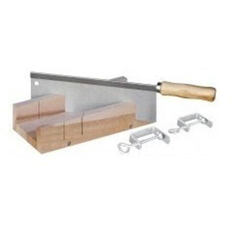 OUTIFRANCE Boîte à onglet bois + scie à dos 250 x 70 x 30 mm (1/3)