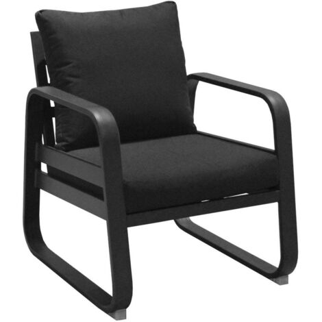 PROLOISIRS Fauteuil détente de jardin Tonio graphite/gris - Aluminium - coussins déhoussables (1/3)