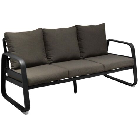 PROLOISIRS Canapé de jardin 3 places Tonio graphite/gris - Aluminium - coussins déhoussables (1/3)