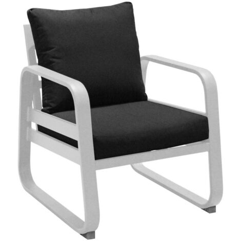 PROLOISIRS Fauteuil détente de jardin Tonio blanc/gris - Aluminium - coussins déhoussables (1/3)