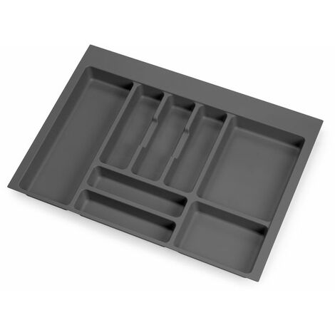Emuca – Range-couverts gris anthracite 622mm – Plastique durable – Pour tiroirs Vertex et Concept – Installation rapide