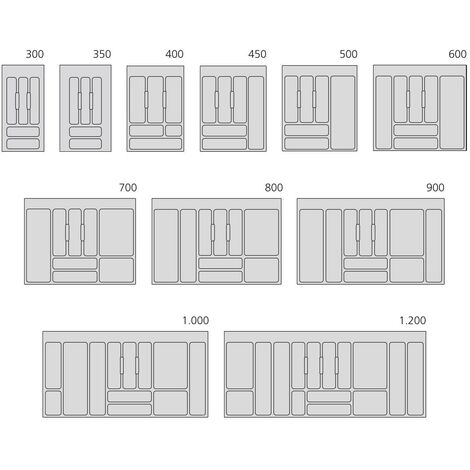 Emuca Range-couvert Optima pour tiroir de cuisine Vertex/Concept 500,  module 1000 mm, Panneau 16mm, Plastique, gris anthracite