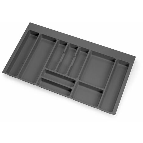 Emuca – Range couvert 8333623 – 822mm de largeur – 473mm de profondeur – Plastique gris anthracite – Pour tiroirs Vertex et Concept