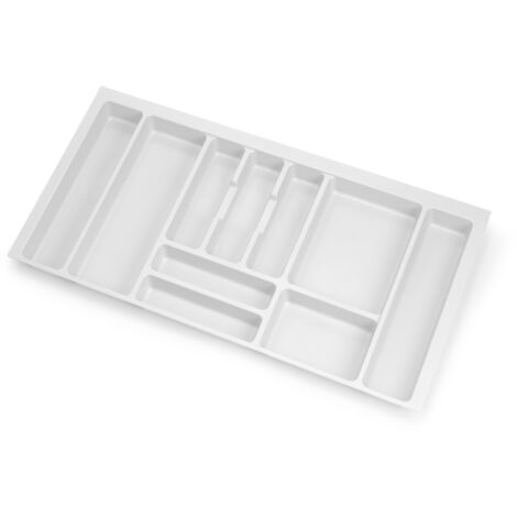 Emuca – Range couverts 8333615 pour tiroirs Vertex et Concept – Plastique blanc – Dimensions 822x473mm – Profondeur 500mm – Épaisseur plateau 16mm