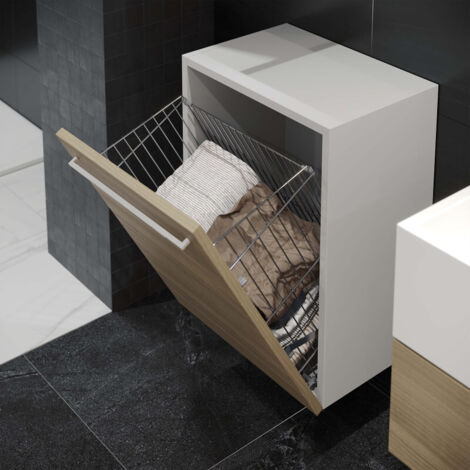 Emuca – Panier à linge inclinable 8978011 – Module 450mm – Acier chromé – Système de portes basculantes pour accès facile
