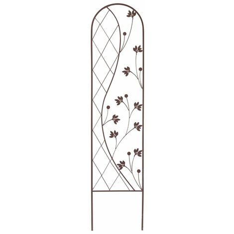 Nortene – Treillis floral Yin et Yang 0,35 x 1,50 m – Métal peint époxy marron – Pour soutenir plantes grimpantes – Solution esthétique jardin