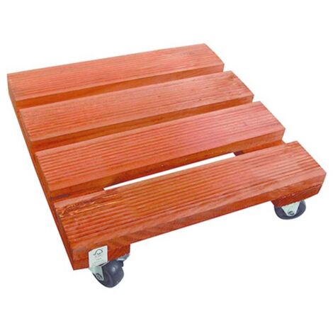 Nortene – Support à roulettes en bois lasuré 40 x 40 cm – Charge max 120 kg – 4 roulettes dont 2 avec freins – Pour pots de fleurs lourds (1/5)