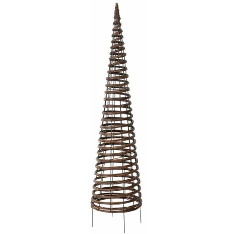 Structure en métal habillée d'osier naturel tressé "Pyramid" - 0,30 x 1,30 m
