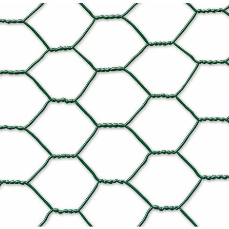 NORTENE Grillage métal plastifié - 0,50 x 5 m/13 x 0,7 mm "Galvanex Plast 13" - triple torsion - Vert (1/2)