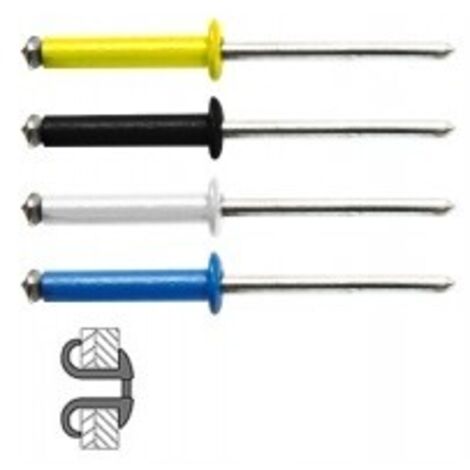 TECHMAN 48 rivets éclatés alu/acier à tête plate couleur Ø 4 x 16 mm (1/2)