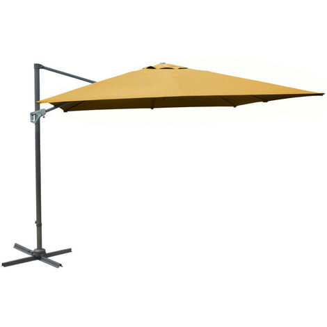 PROLOISIRS Parasol déporté NH 3 x 4 m en Aluminium - Toile inclinable - curry (1/3)