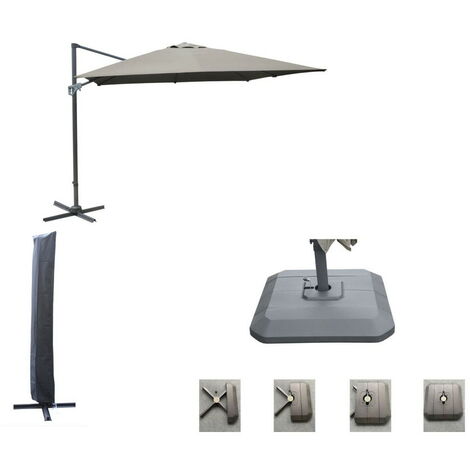 PROLOISIRS Set d'ombrage complet (1 parasol déporté NH 3x3 + 1 housse + 1 lestage) - taupe (1/2)