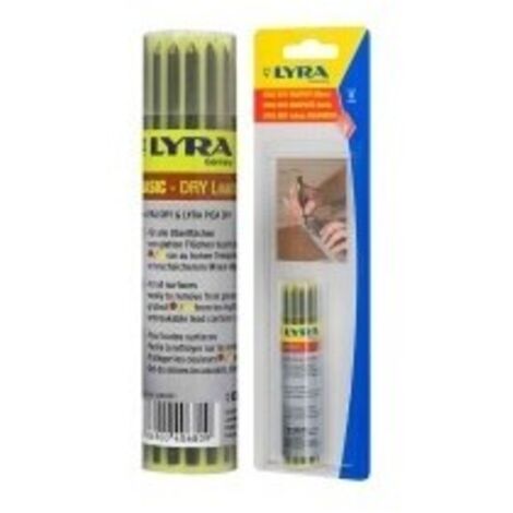 Mines lyra dry 12 mines couleur – 6 graphites, 3 rouges, 3 jaunes – Compatible avec crayons lyra dry – Distributeur anti-casse