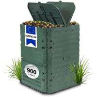 Garantia – Composteur Thermo-King vert 900L – Montage rapide sans outillage – Grille de fond anti-nuisibles – Aération optimale pour décomposition rapide