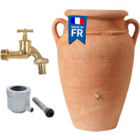 Garantia – Récupérateur d'eau de pluie Amphore Antik 360L – Terracotta – Haute stabilité – Traitement anti-U.V. – Bac à plantes intégré