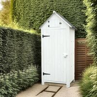 Armoire de jardin 0,41 m² – Bois Cunninghamia lanceolata lasuré blanc – Toit bi-pente bitumé – Rangement vertical avec 3 étagères – Altona