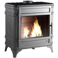Invicta – Poêle à bois vintage 60 cm – Combustion prolongée 8h – Air secondaire réglable – Vitre propre – Tout fonte anthracite