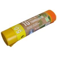 SANS MARQUE Sacs poubelles de tri jaune transparent avec lien coulissant, rouleau de 10 pièces, 70 x 68 x 25cm, 50 litres