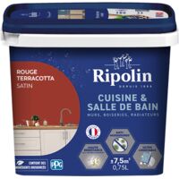 RIPOLIN Peinture mur, RIPOLIN cuisine et bain, 0.75 litre, rouge terracotta satin
