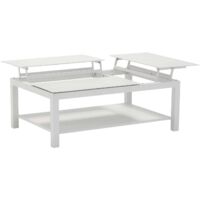 PROLOISIRS Table basse BUTTERFLY élévatrice - 120 x 80 x 42/54 cm - Aluminium époxy - Blanc