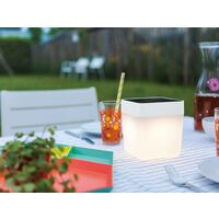 Lampe à poser Blanche TABLE CUBE, LED Intégrée, 1W, 100 lumens, 2700 to 6500K, RGB, IP44, SOLAIRE, Classe III