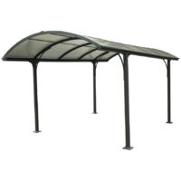 Habrita – Carport en aluminium 1 voiture – Surface 14,62 m² – Toit en polycarbonate translucide – Structure résistante aux intempéries