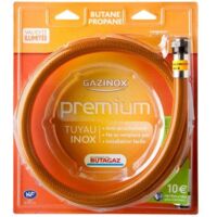 Tuyau flexible inox pour gaz BP – Pression nominale 150 mbar – Filetage plomberie – Validité illimitée – Garantie à vie – Gazinox