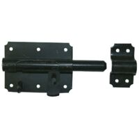 Afbat – Verrou de box porte cadenas acier prépeint – Dimensions H.70 x L.120 x P.20 mm – Pour portails battants – Résistant aux intempéries