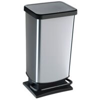 FP – Poubelle de cuisine 40 l à pédale – Polypropylène décor métal – Dimensions L. 35.3 x l. 29.5 x H. 67.6 cm – 1 compartiment